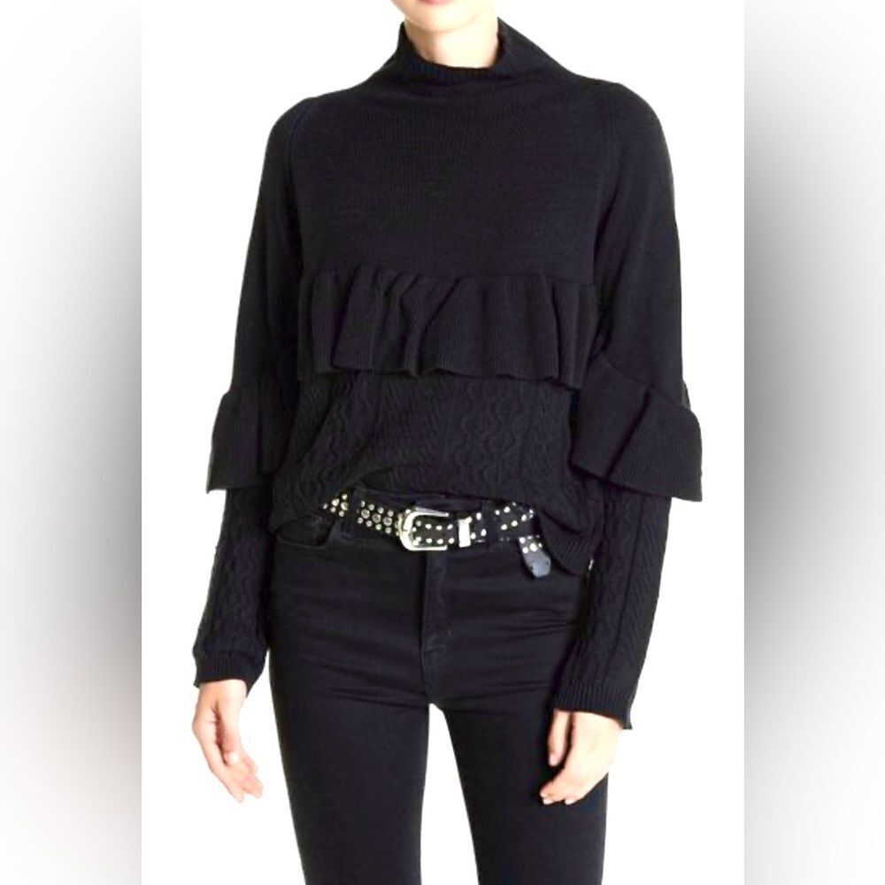 Project Naadam Volta Ruffle Cable Knit Sweater M